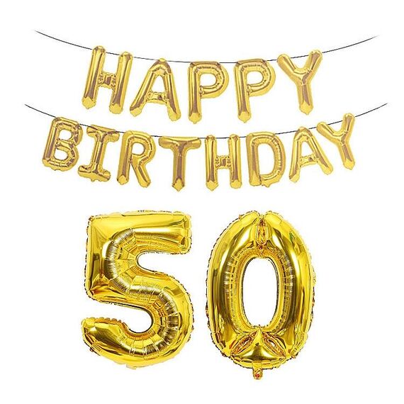 Decorazione di compleanno in alluminio palloncino palloncino da 40 pollici grande numero di alluminio foglio decorazione palloncino set, stile: 50 (dorato)