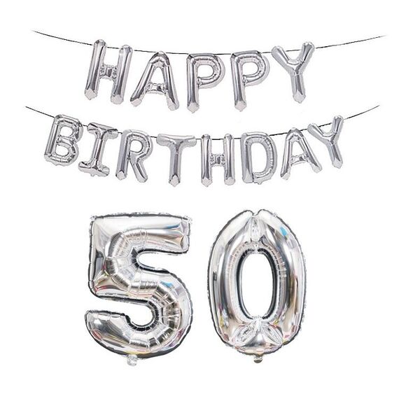 Decorazione di compleanno Decorazione alluminio Palloncino Pallone da 40 pollici Grande numero di alluminio Foil Palloncino Decorazione Palloncino Set, Stile: 50 (Argento)