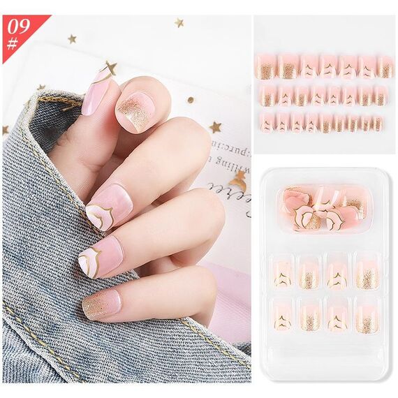 5 Set Indossare Nail Art Balletto di Natale Unghie finte Prodotto finito Unghie rimovibili da indossare (F741-9)