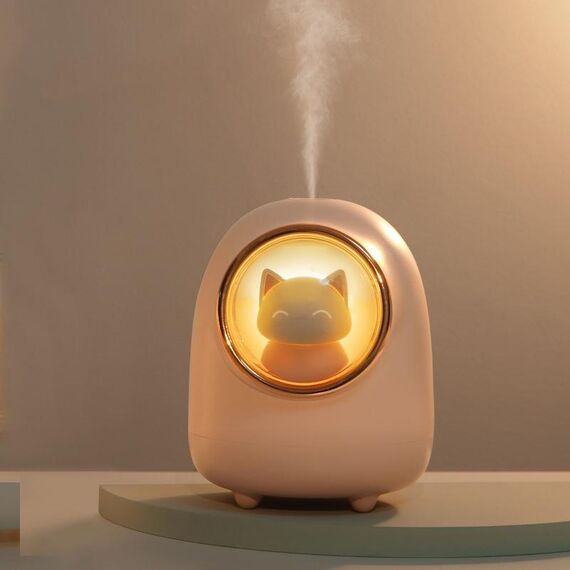 M08 Umidificatore da tavolo portatile per animali domestici carino con capsula spaziale per cartoni animati (rosa)