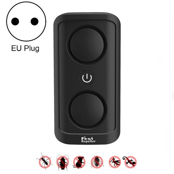 BG302 Dual-Speaker Conversione di frequenza intelligente Repellente per zanzare Repellente per insetti ad ultrasuoni, Specifiche del prodotto: Spina UE 220V (Nero)