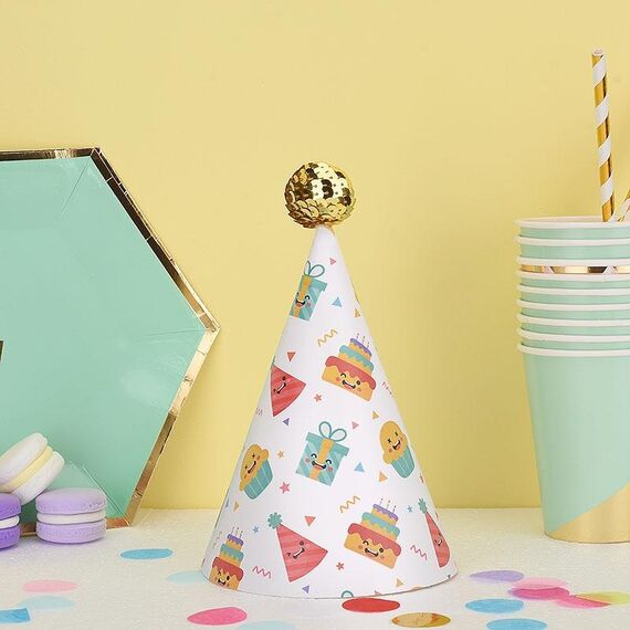 20 pezzi simpatici bambini abbronzanti cappelli di compleanno torta decorazione di cottura cappelli da festa cappello da ballo d'oro torta festa