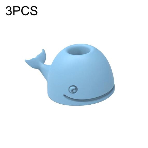 Portapenne da ufficio da scrivania in silicone con balena, 3 pezzi (azzurro)