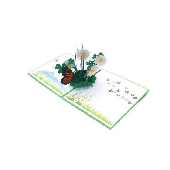 Biglietto di auguri stereo 3D con fiori di farfalla da 2 pezzi Biglietto di auguri vuoto con laser natalizio