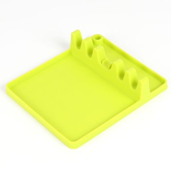 2 in 1 cucina cucchiaio in silicone supporto ripiano medio (verde)