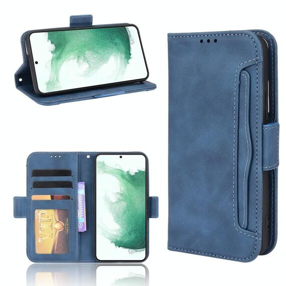 Per Samsung Galaxy S22 5G Skin Feel Case del telefono in pelle del vitello (blu)