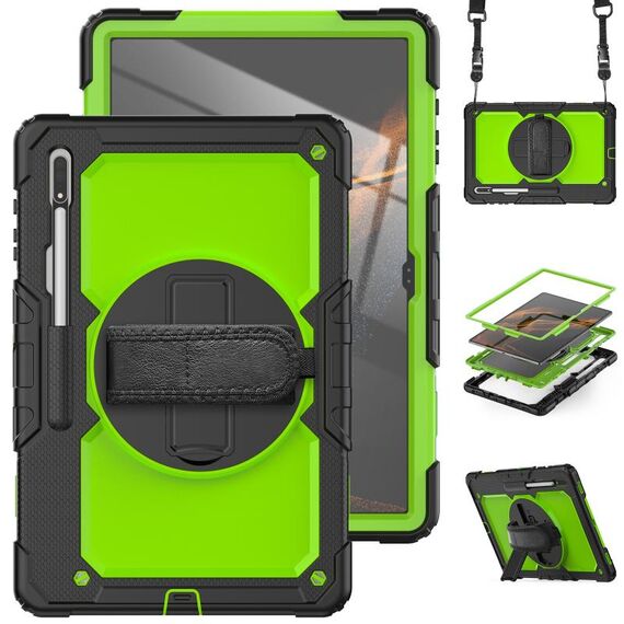 Per Samsung Galaxy Tab S8 Ultra 14,6 pollici SM-X900 Silicone + Custodia per tablet PC (nero + verde giallo)