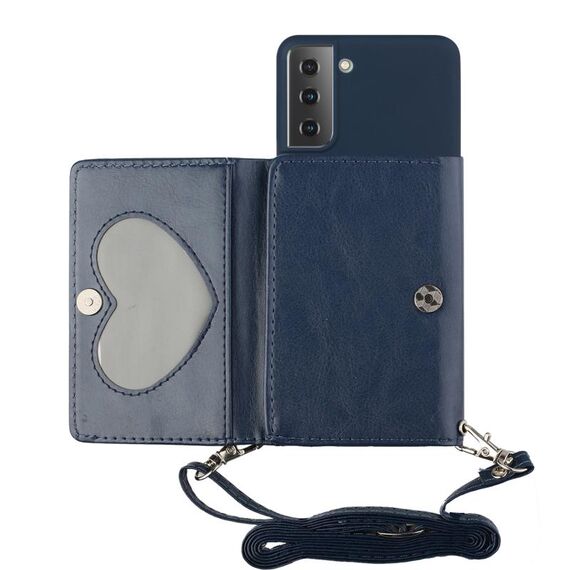 Per Samsung Galaxy S22 5G Crossbody Crossbody Crossbody Banking Bait Bait Case Beat (Dark Blue)