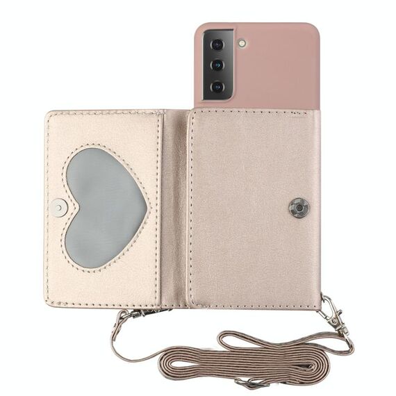 Per Samsung Galaxy S22 5G Crossbody Crossbody Cardbody Banking Bait Bait Case (Rosa)