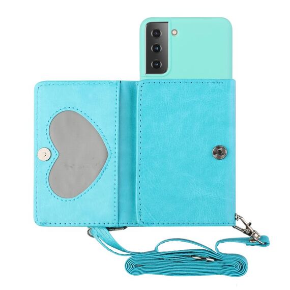 Per Samsung Galaxy S22 5G Crossbody Crossbody Crossbody Banchbody Bait Beat Case Phone Custodia (azzurro)