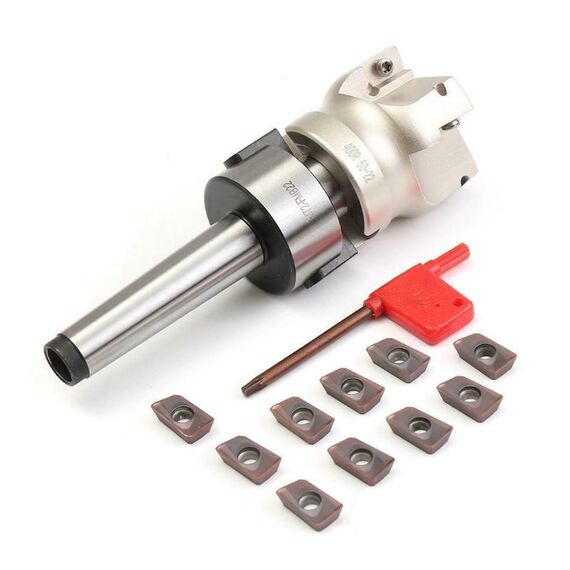 Set di lama di fresatura a gambo (supporto per utensili da fresatura MT2-FMB22 + 50 Cutter + 10 coltelli)