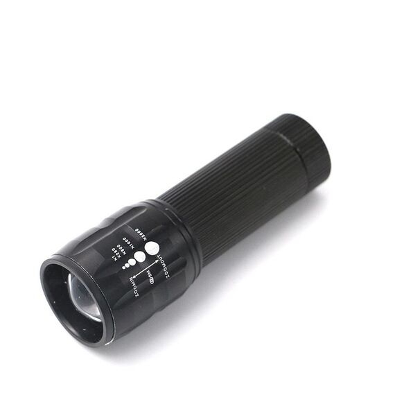 2 pezzi Torcia a LED a LED a tre velocità Mini Torcia in alluminio (nero)