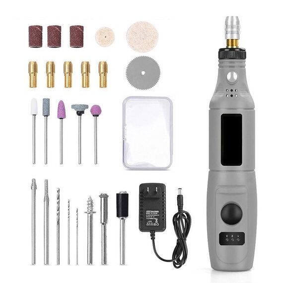 Mini Set di strumenti per smerigliatrice elettrica a penna elettrica per incisione elettrica, spina USA (grigio)