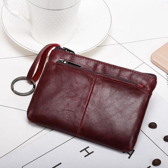 AP127 Uomo / Ladies Cambia il portafoglio con cerniera della frizione Portafoglio Breve Carta da bovina (rosso viola)