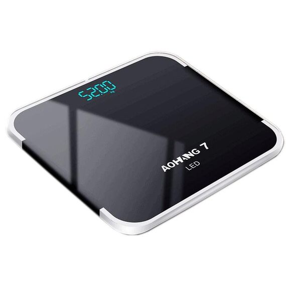 Scala di peso USB AOHANG7 con schermo a LED Schermo nascosto in vetro temperato (Bright Black)