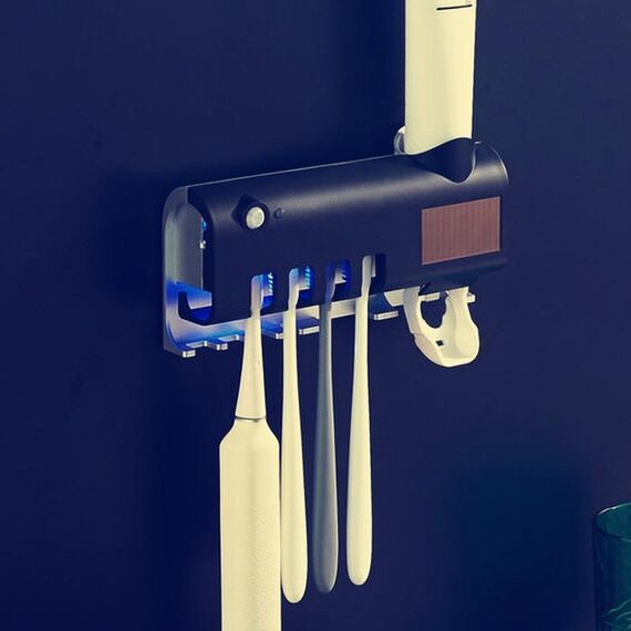 Porta spazzolino da denti a parete per bagno sterilizzatore a raggi ultravioletti (nero)