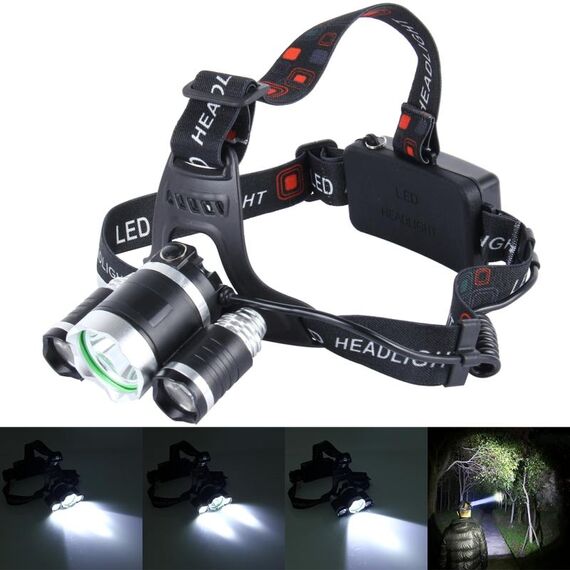 Faro luminoso a LED ad alta potenza, 3 CREE T6 con caricatore, NO batterie incluse
