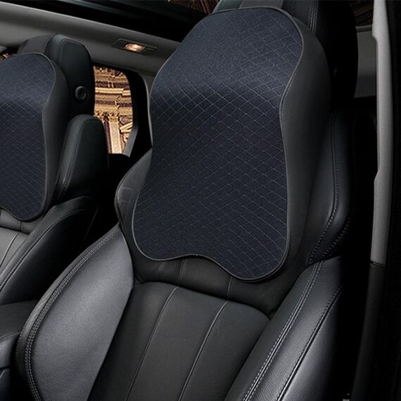Poggiatesta in poliestere per cuscino per collo auto in memory foam traspirante Four Seasons (nero)