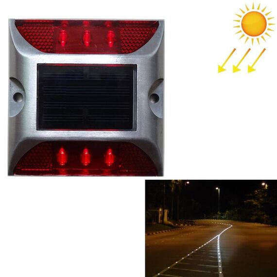 Luce solare quadrata per guida stradale Luce di guida per auto Luce di rallentamento della strada, versione luminosa lampeggiante (rossa)