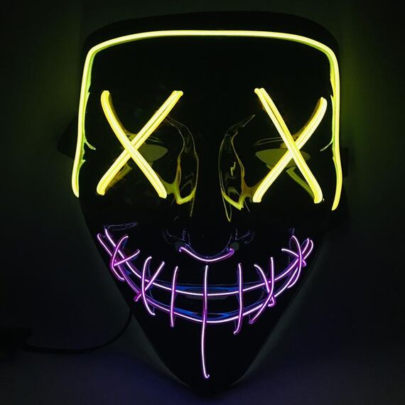Halloween Festival Party X Face Seam Bocca Maschera di luminescenza LED a due colori (giallo viola)