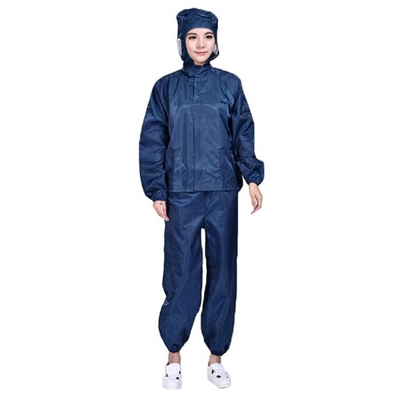 Tuta da lavoro antipolvere con cappuccio diviso antistatico a righe, taglia: XXXXXL (blu navy)