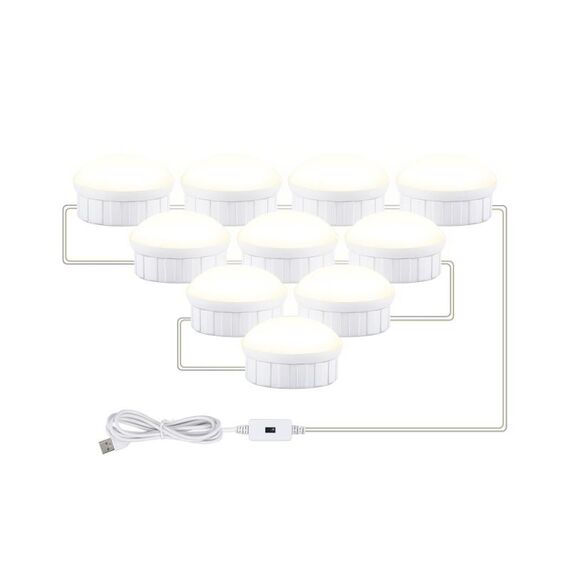 LED Trucco Mirror Light Beauty Fill Light Hand Sweep Sensore Specchio Lampada frontale, fonte di alimentazione: 10 Lampadine (Bianco naturale)