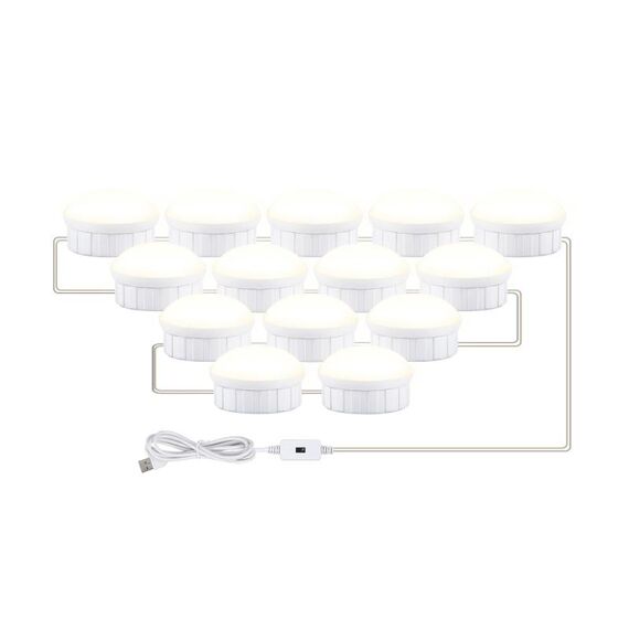 LED Trucco Specchio Light Beauty Fill Light Mano Sweep Sensore Specchio Lampada frontale, fonte di alimentazione: 14 lampadine (bianco naturale)