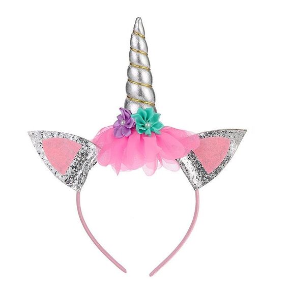3 pezzi Unicorn Fascia per bambini Festival per bambini Festival Party Accessori per capelli (Argento 1)