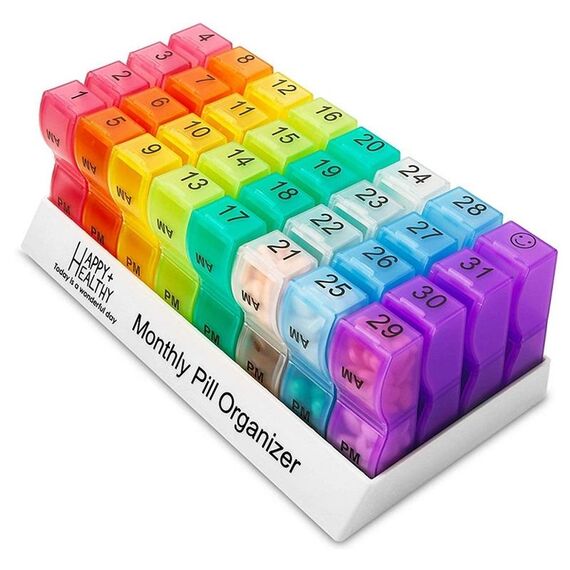 Uso il mese Usare la scatola di immagazzinaggio della pillola indipendente della famiglia della pillola della pillola di plastica 31-vano (20.5x10.3x7cm)
