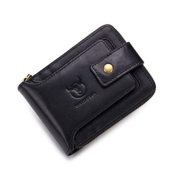 Capitano Buff 231 First Layer Cowhide Zipper Wallet Portafoglio in pelle orizzontale Scheda multipla Addensare con portafoglio album (Wise Black)