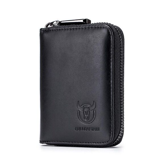 BULL CAPTAIN 05 Borsa per carte in pelle a strati di testa Pacchetto per carte di patente di guida in pelle casual da uomo (nero)