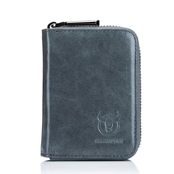 BULL CAPTAIN 05 Borsa per carte in pelle a strati di testa Pacchetto per carte di patente di guida in pelle casual da uomo (azzurro)