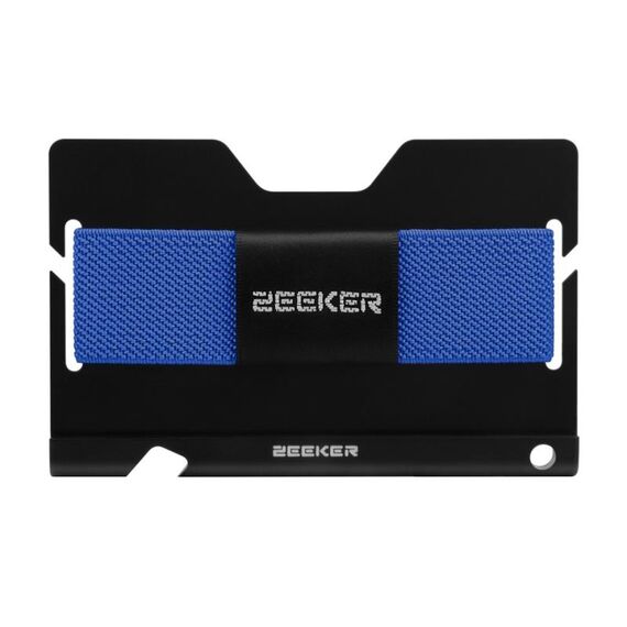 Zeeker jk03 titolare della carta in lega di alluminio multi-funzione banda elastica multifunzione donna e portafoglio portafoglio metallo porta biglietti da visita (blu)
