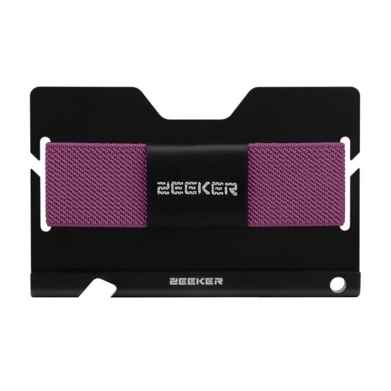 Zeeker JK03 Titolare della carta in lega di alluminio multi-funzione Band elastico multifunzione Donne e uomo Portafoglio in metallo Porta biglietti da visita (viola)