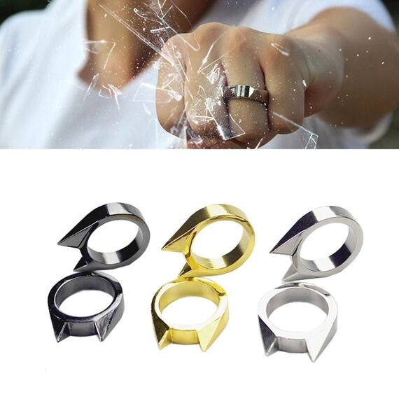 Anello di sopravvivenza in acciaio inox per autodifesa per donna/uomo argento TBD051632201C 6922422356516