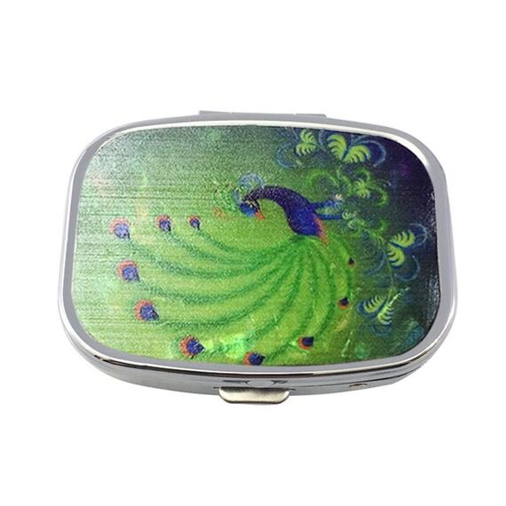 2 PCS Y10336 Box portatile in metallo a due scomparti (peacock verde)