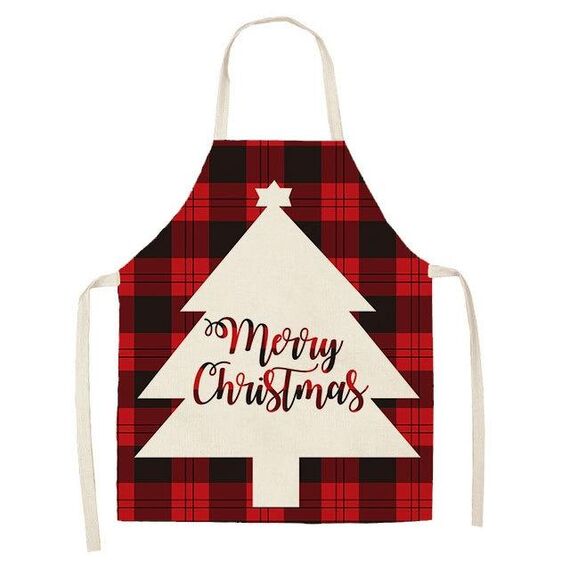 2 PCS Natale Plaid Series Cotton and Linen Grembiule per la pulizia della casa, Specifica: 68 x 55 cm (wq-001312)