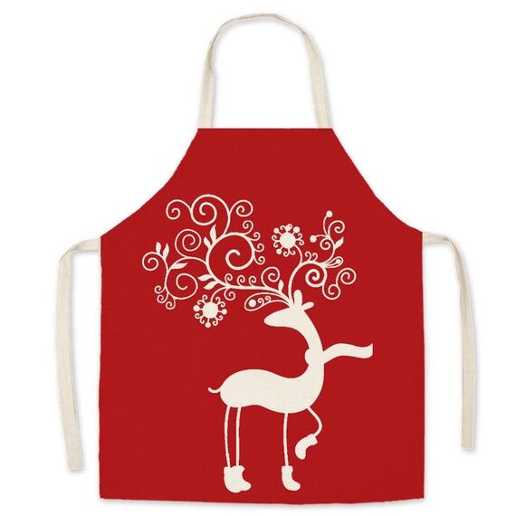 2 pz Biancheria natalizia Grembiule Stampato Grembiule di Natale Adult Bambini Parent-Child Tuta, Specifica: 65x75cm (Deer Sciarpa)