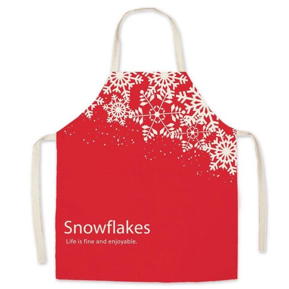 2 PZ Biancheria natalizia stampata Grembiule di Natale regalo di natale Bambini adulti Parent-Child Tuta, Specifica: 65x75cm (fiocco di neve)