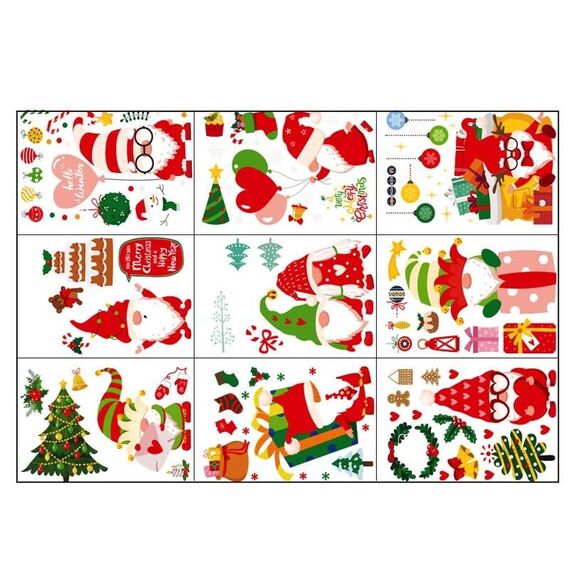Adesivi per finestre di Natale con cartoni animati per finestre, adesivi murali statici per soggiorno con decorazioni natalizie (2302)