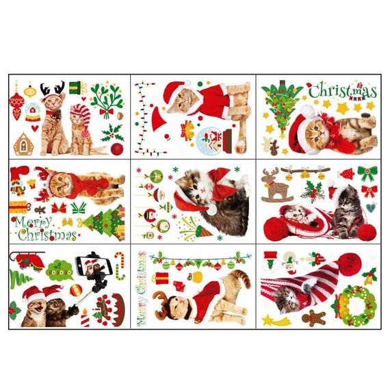 Adesivi per finestre di Natale con cartoni animati per finestre, adesivi murali statici per soggiorno con decorazioni natalizie (2312)