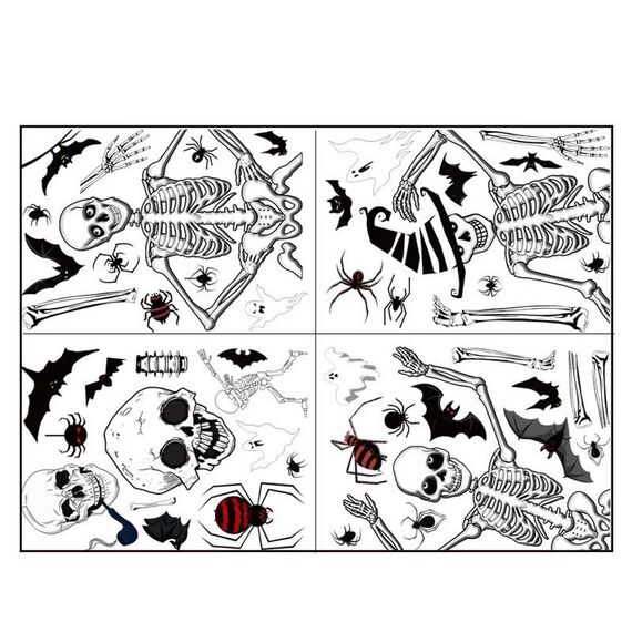 1 Set SQ629 Vetrofanie elettrostatiche per Halloween Decorazione per feste Adesivi biadesivi per pareti in vetro per finestre, Specifica: Scheletro di Halloween