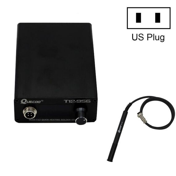Stazione di saldatura per saldatura elettrica in quecoo T12-956 da 1,3 pollici con manico P9, spina USA (manico nero)