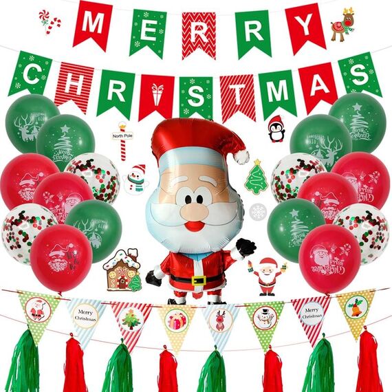 Natale tiro bandiera alluminio pellicola palloncino finestra decorazione partito palloncini set (simpatico anziano)