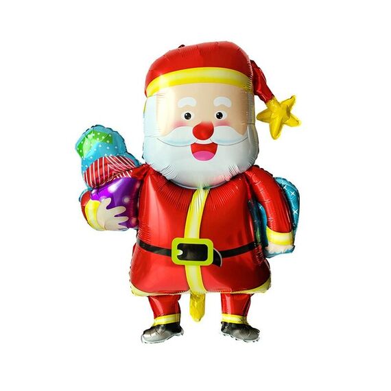 Palloncini in pellicola di alluminio con decorazione natalizia, stile: regalo Babbo Natale