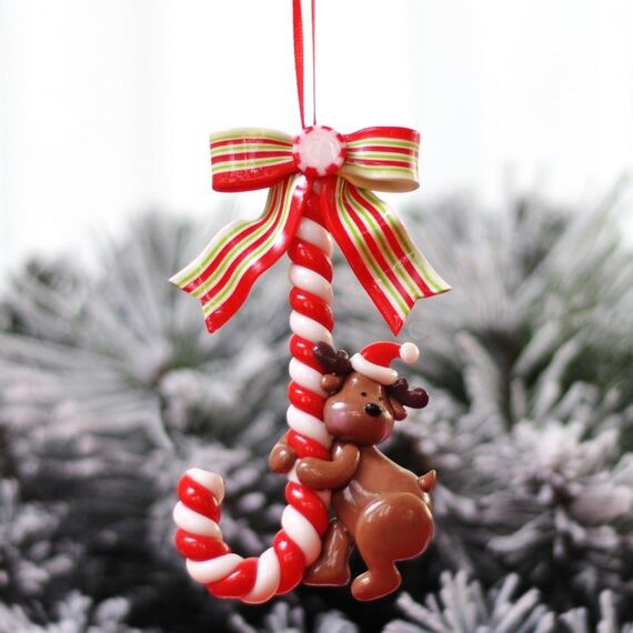 3 pezzi di natale ornamento di natale ornamento di canna di Natale canna ornamenti (cervi piccoli)