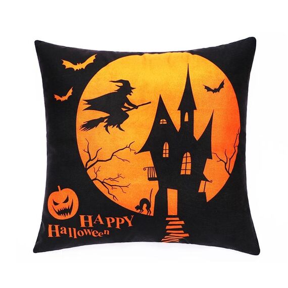 2 Pz SysDWS22 45x45cm Decorazione di Halloween Soggiorno Divano Party Pillow Case senza cuscino (Castello)