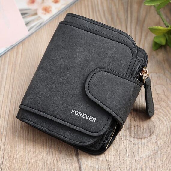 Vintage Nubuck Leather Showies Portafoglio Tipo Breve Breve Multi-Clot Coin Clutch (nero)