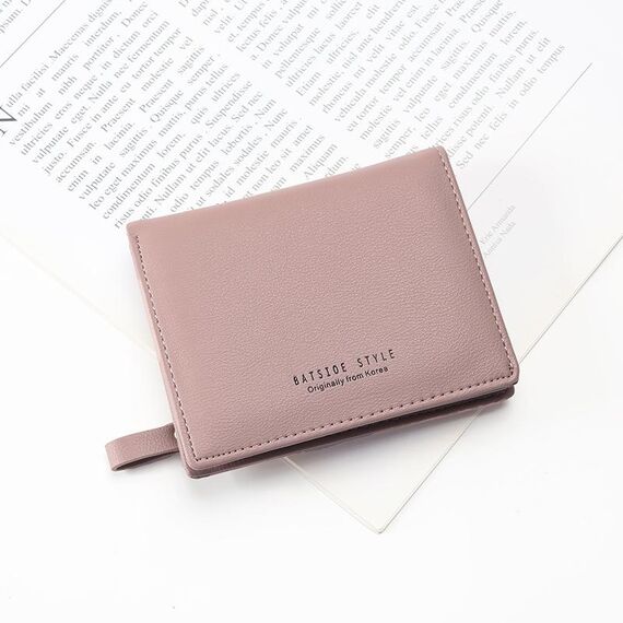 Battiio Breve Tipo Signore Portafoglio da donna Piccola Borsa da studente a due volte fresca Semplice borsa a moneta multi-card (loto rosa)