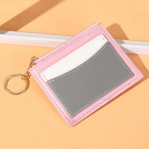 3 pezzi Uomini e donne Portatile Portable Semplice Carta Portabicchieri Portafoglio PU Portafoglio con portachiavi (rosa)